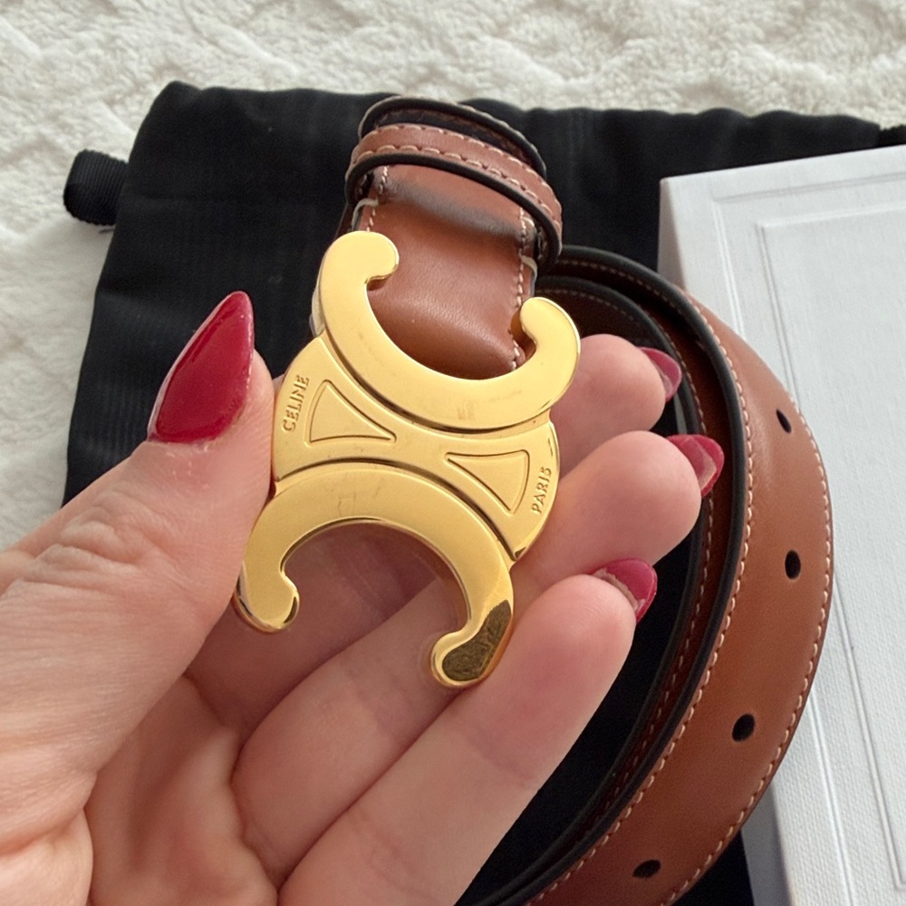 Celine Medium 25MM Triomphe Belt - Tan - Picture 4 of 7